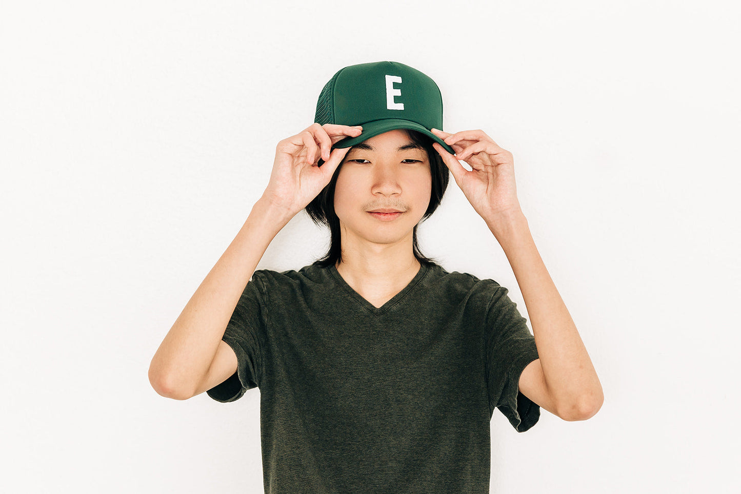 Dark Green Letter Trucker Hat