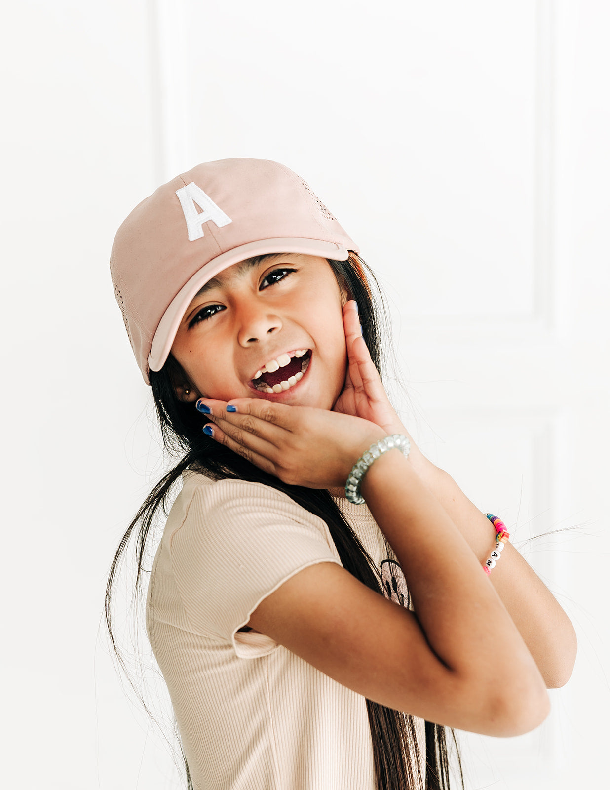 Dusty Rose Letter Athletic Hat