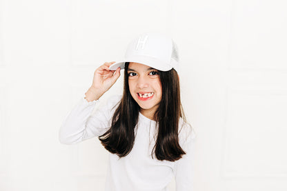 White Letter Snapback Hat