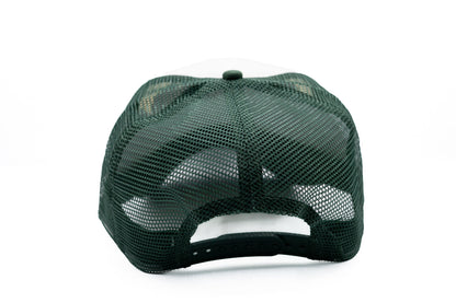 Dark Green & White Letter Trucker Hat