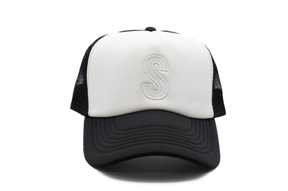 Black & White Letter Trucker Hat