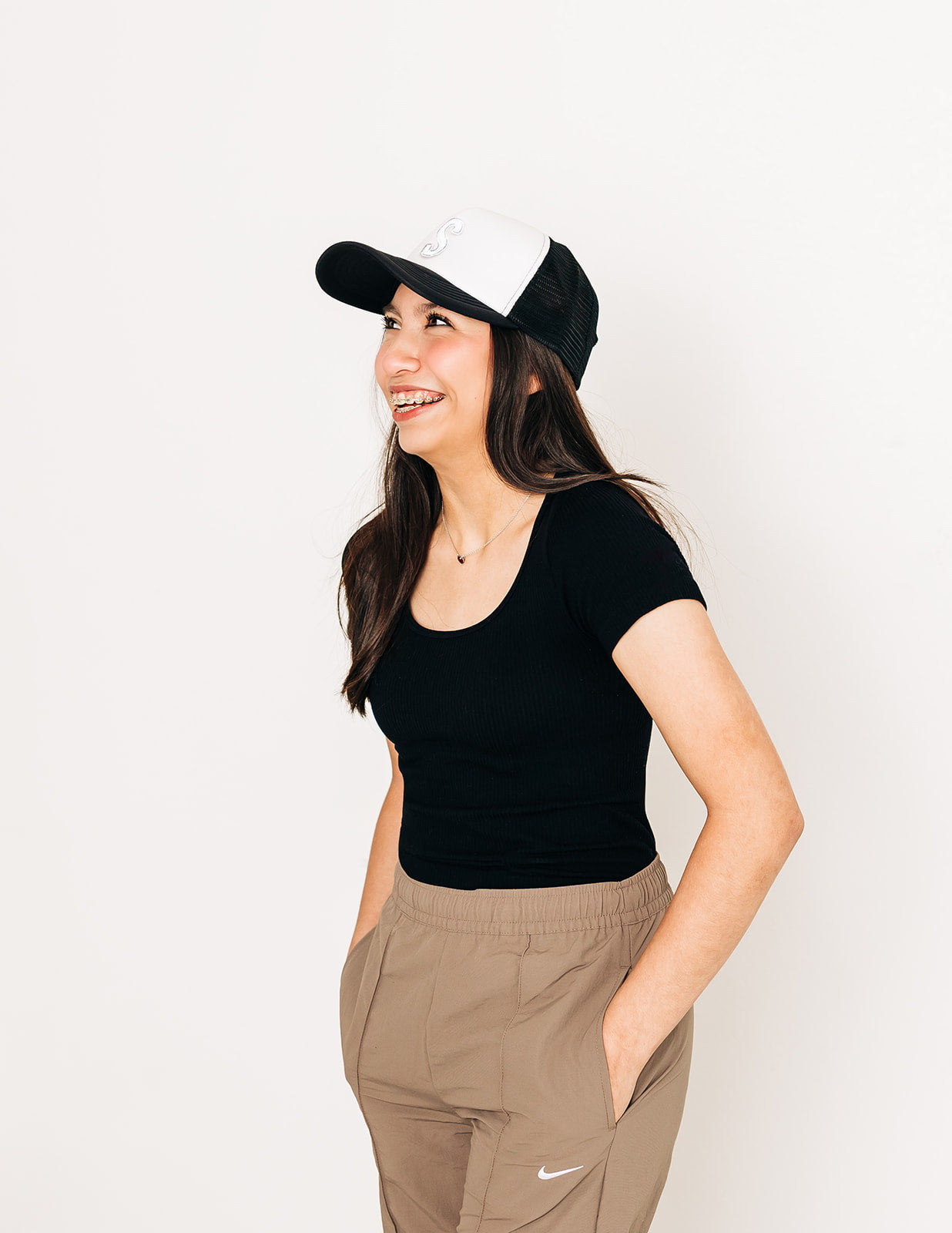 Black & White Letter Trucker Hat