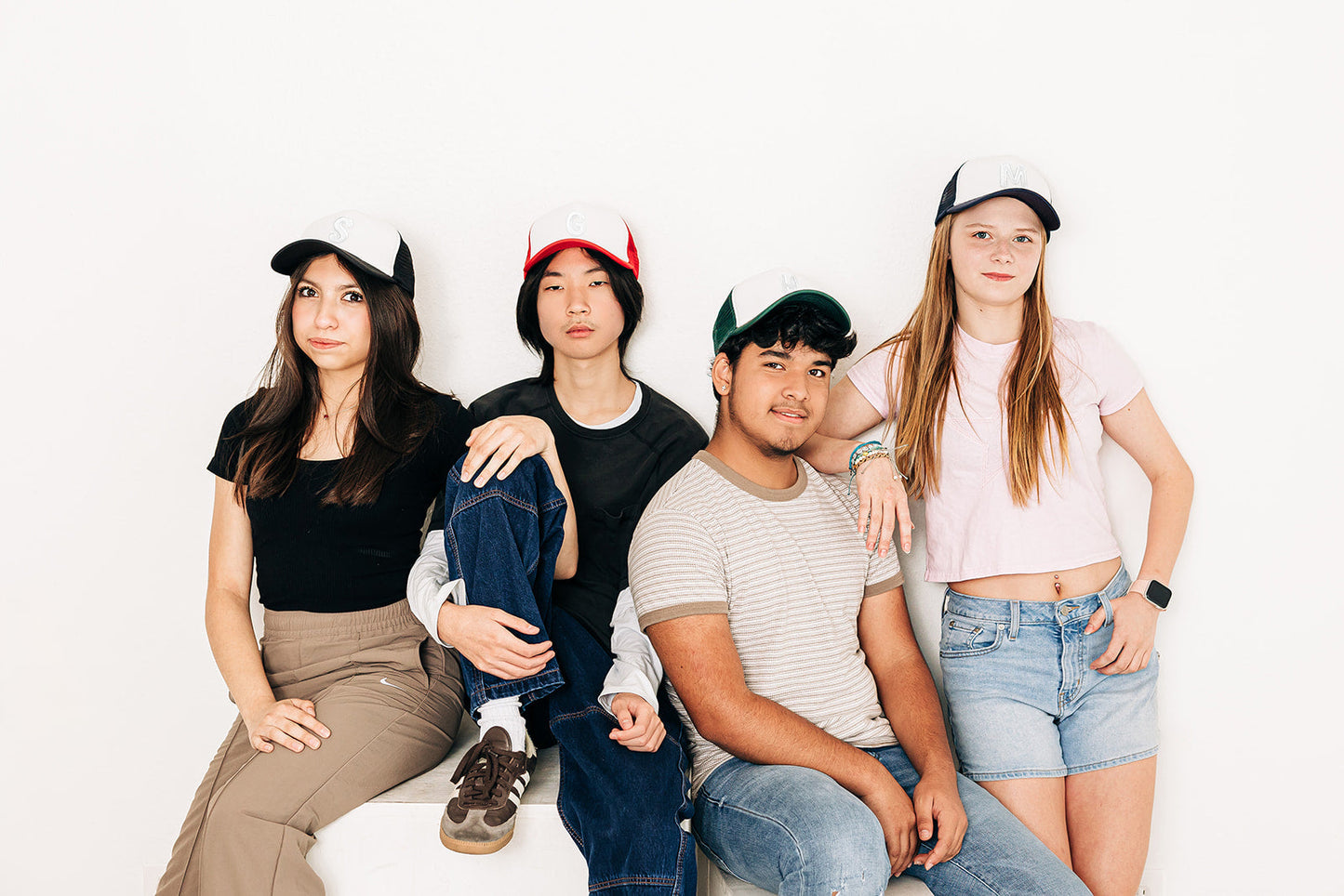 Dark Green & White Letter Trucker Hat